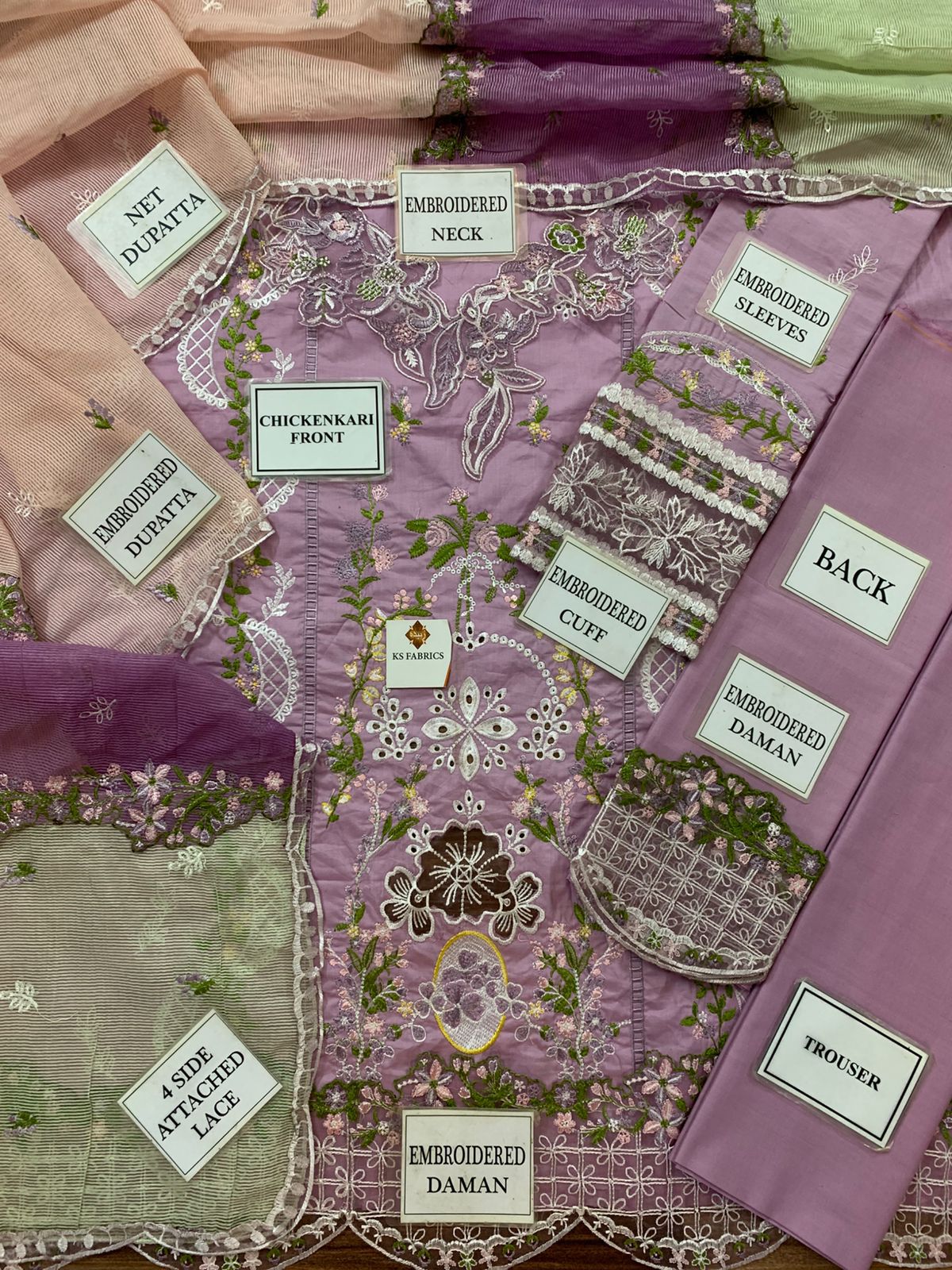 Chikankari Fully Heavy Embroidered Cotton 3PC Suit with Khaddi Net Dupatta