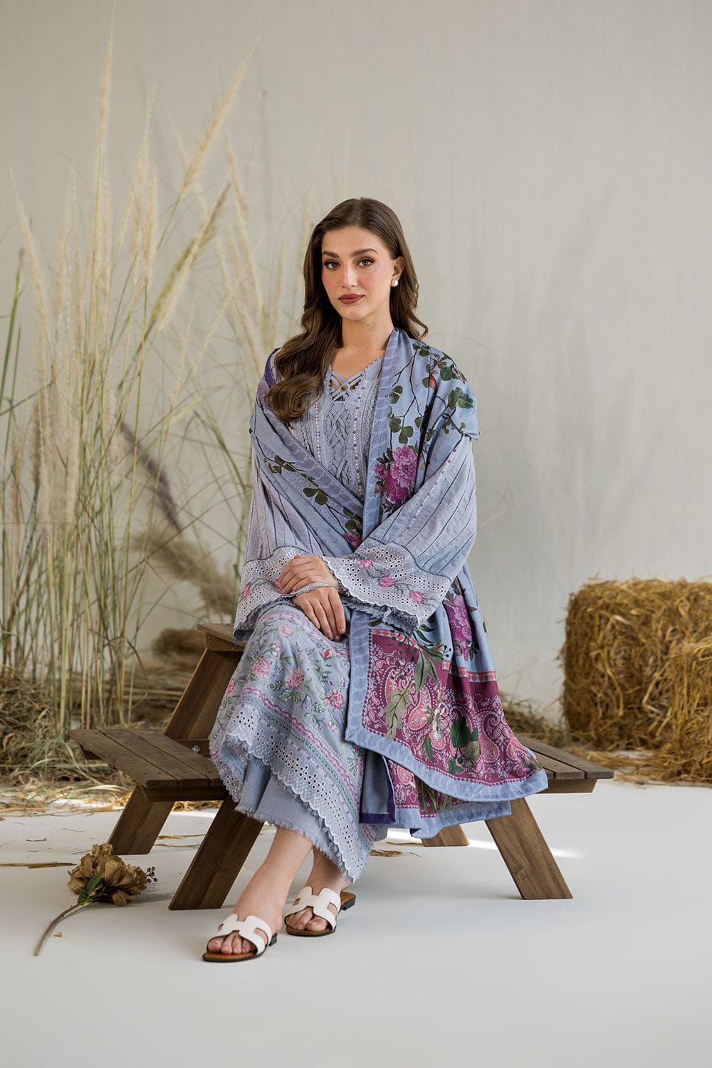 Premium Lawn Collection – Heavy Chickenkari Embroidered Suit with Digital Printed Monark Dupatta