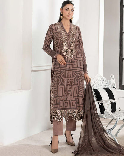 Digital Printed Lawn Dress with Embroidered Neck & Chiffon Dupatta