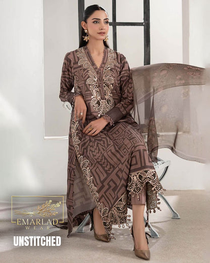 Digital Printed Lawn Dress with Embroidered Neck & Chiffon Dupatta