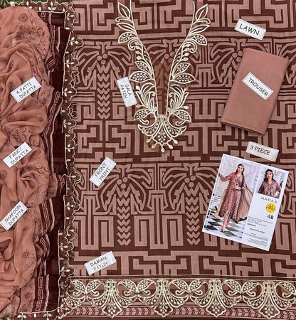 Digital Printed Lawn Dress with Embroidered Neck & Chiffon Dupatta