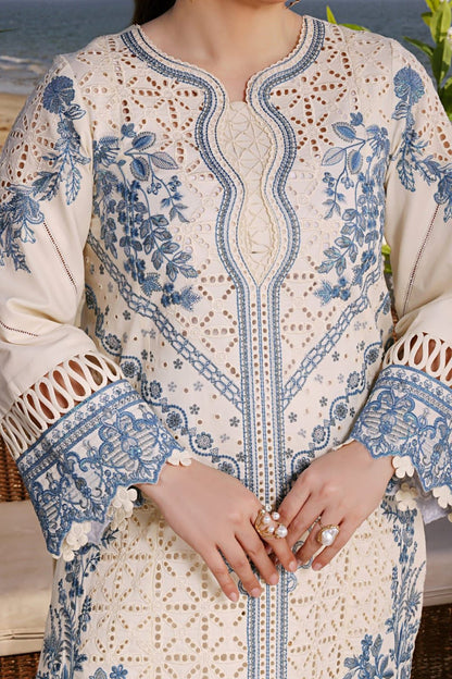 Luxury Lawn 3-Piece Unstitched Suit with Heavy Chickenkari Embroidery & Khaddi Net Dupatta