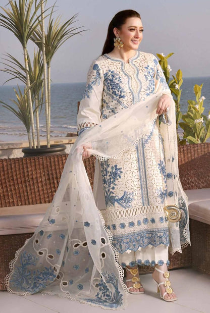 Luxury Lawn 3-Piece Unstitched Suit with Heavy Chickenkari Embroidery & Khaddi Net Dupatta