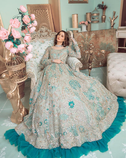 Premium Net Frock with Heavy Sequence Work & Satin Silk Trouser