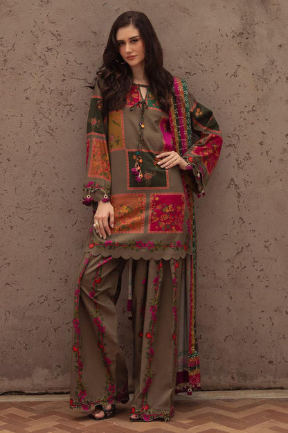 3PC Lawn Suit 90/70 allover with Digital Chiffon Dupatta