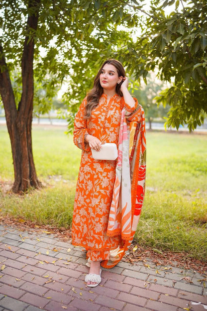 3PC Lawn Suit 90/70 with Digital Chiffon Dupatta
