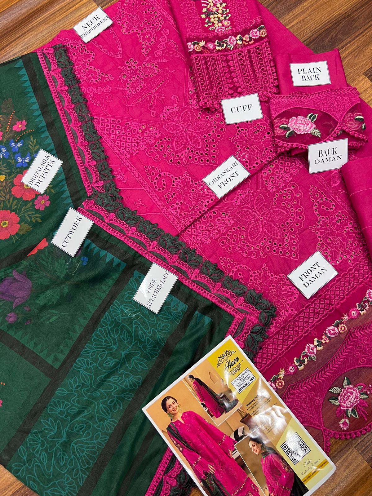 Luxury Chikankari Lawn Cotton 3PC Suit with Digital Silk Dupatta – Heavy Embroidered