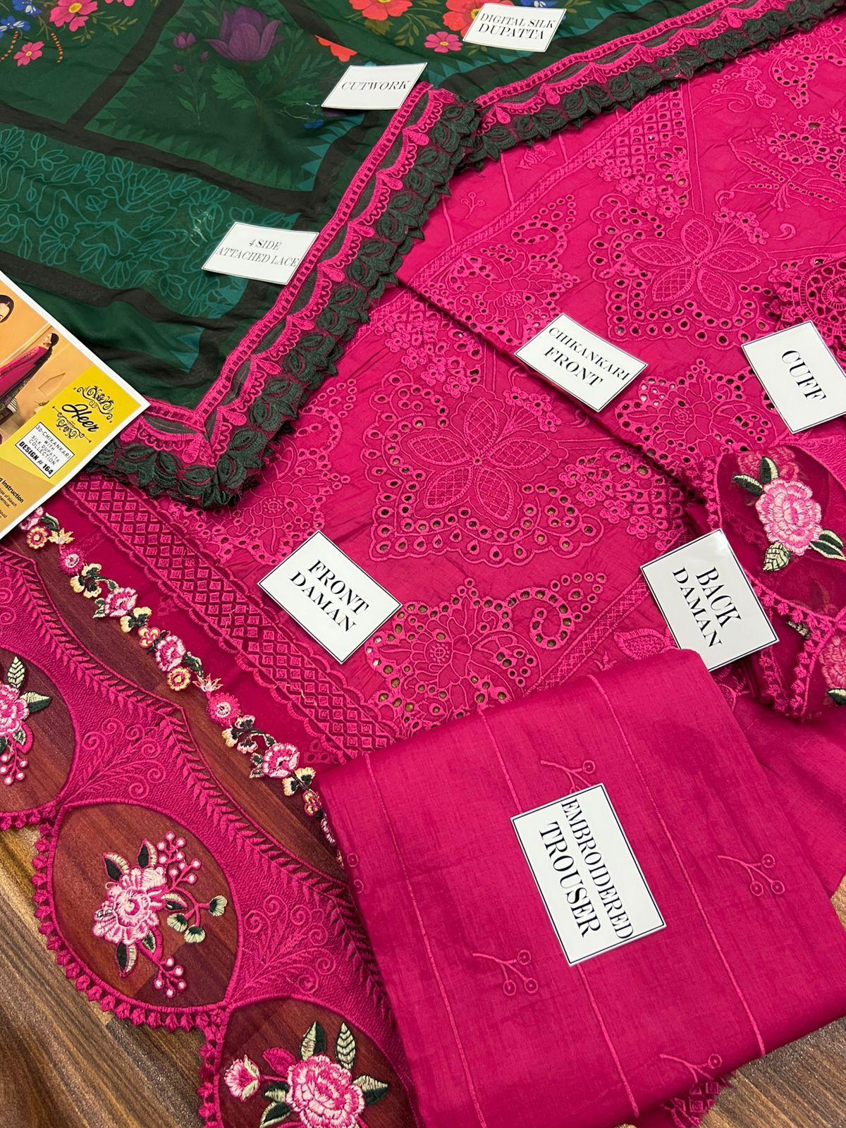 Luxury Chikankari Lawn Cotton 3PC Suit with Digital Silk Dupatta – Heavy Embroidered