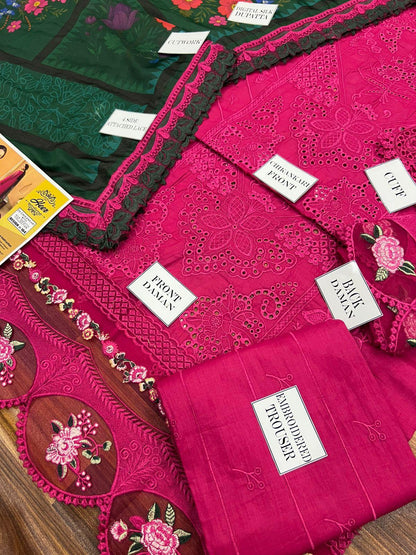 Luxury Chikankari Lawn Cotton 3PC Suit with Digital Silk Dupatta – Heavy Embroidered