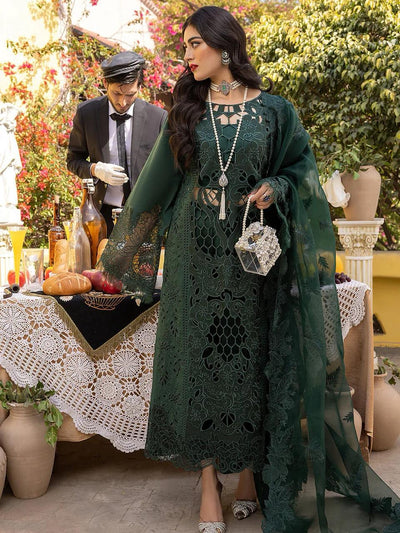 Heavy Embroidered Front with Cutwork, Organza Dupatta & Tassel Details