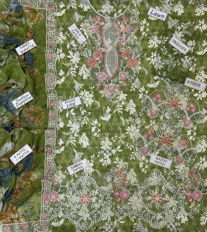 Premium 3 Piece Lawn – Digital Printed with Heavy Embroidery