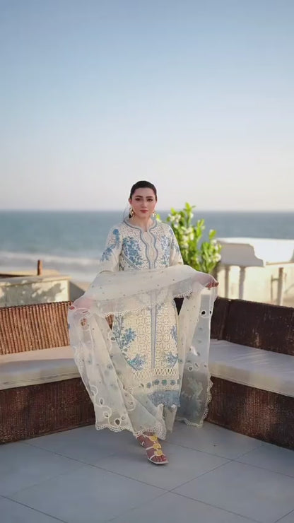 Luxury Lawn 3-Piece Unstitched Suit with Heavy Chickenkari Embroidery & Khaddi Net Dupatta